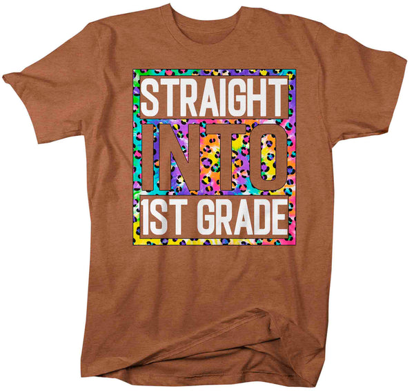 Men's First Grade Teacher Shirt Colorful Leopard Straight Into 1st Grade T Shirt Cute Back To School Shirt Teacher Gift TShirts-Shirts By Sarah