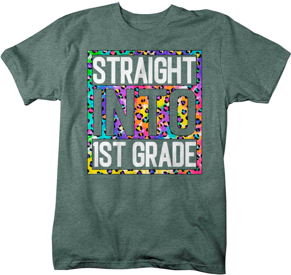Men's First Grade Teacher Shirt Colorful Leopard Straight Into 1st Grade T Shirt Cute Back To School Shirt Teacher Gift TShirts-Shirts By Sarah