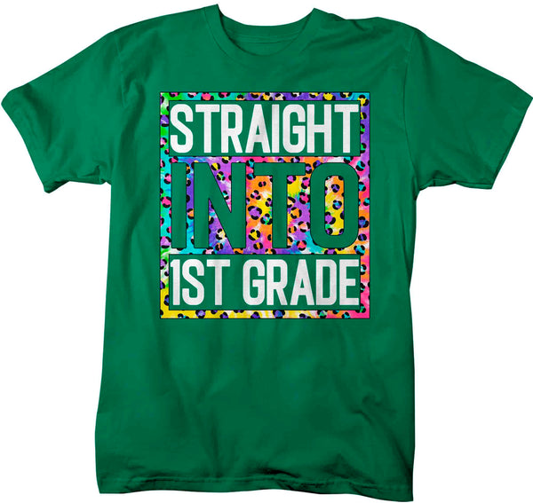 Men's First Grade Teacher Shirt Colorful Leopard Straight Into 1st Grade T Shirt Cute Back To School Shirt Teacher Gift TShirts-Shirts By Sarah