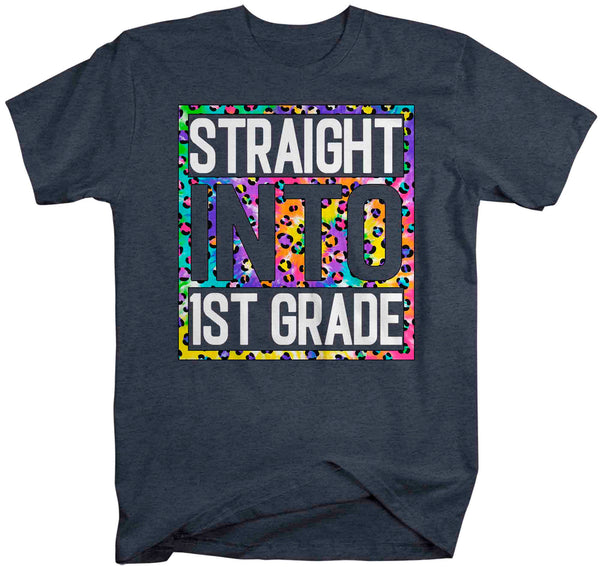 Men's First Grade Teacher Shirt Colorful Leopard Straight Into 1st Grade T Shirt Cute Back To School Shirt Teacher Gift TShirts-Shirts By Sarah