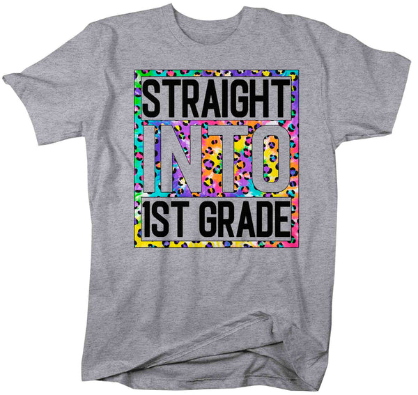 Men's First Grade Teacher Shirt Colorful Leopard Straight Into 1st Grade T Shirt Cute Back To School Shirt Teacher Gift TShirts-Shirts By Sarah