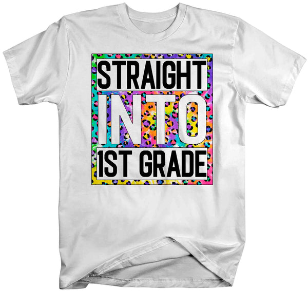 Men's First Grade Teacher Shirt Colorful Leopard Straight Into 1st Grade T Shirt Cute Back To School Shirt Teacher Gift TShirts-Shirts By Sarah