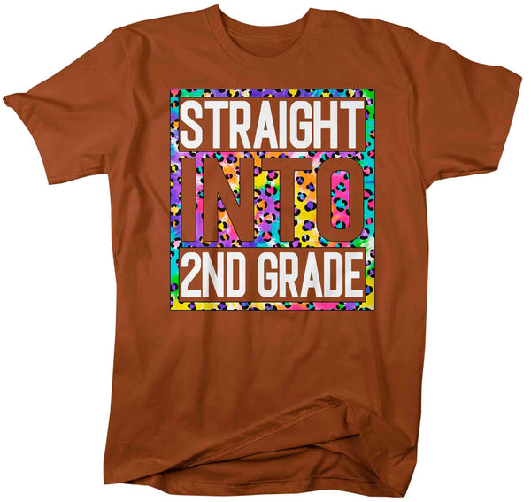 Men's Second Grade Teacher Shirt Colorful Leopard Straight Into 2nd Grade T Shirt Cute Back To School Shirt Teacher Gift TShirts-Shirts By Sarah