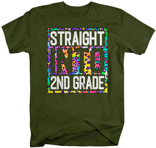 Men's Second Grade Teacher Shirt Colorful Leopard Straight Into 2nd Grade T Shirt Cute Back To School Shirt Teacher Gift TShirts-Shirts By Sarah