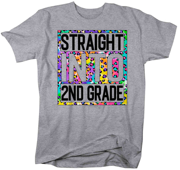 Men's Second Grade Teacher Shirt Colorful Leopard Straight Into 2nd Grade T Shirt Cute Back To School Shirt Teacher Gift TShirts-Shirts By Sarah