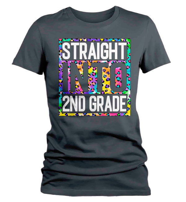 Women's Second Grade Teacher Shirt Colorful Leopard Straight Into 2nd Grade T Shirt Cute Back To School Shirt Teacher Gift TShirts-Shirts By Sarah