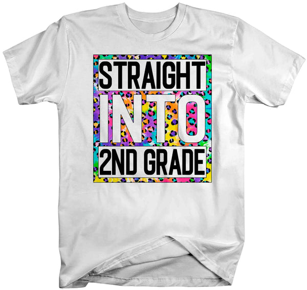 Men's Second Grade Teacher Shirt Colorful Leopard Straight Into 2nd Grade T Shirt Cute Back To School Shirt Teacher Gift TShirts-Shirts By Sarah