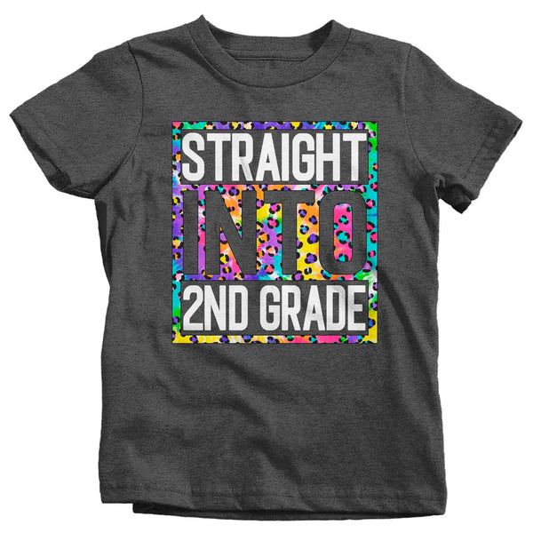 Kids Girl's 2nd Grade Shirt Colorful Tie Dye Leopard Straight Into Second Grade T Shirt Cute Back To School Shirt Gift TShirt-Shirts By Sarah