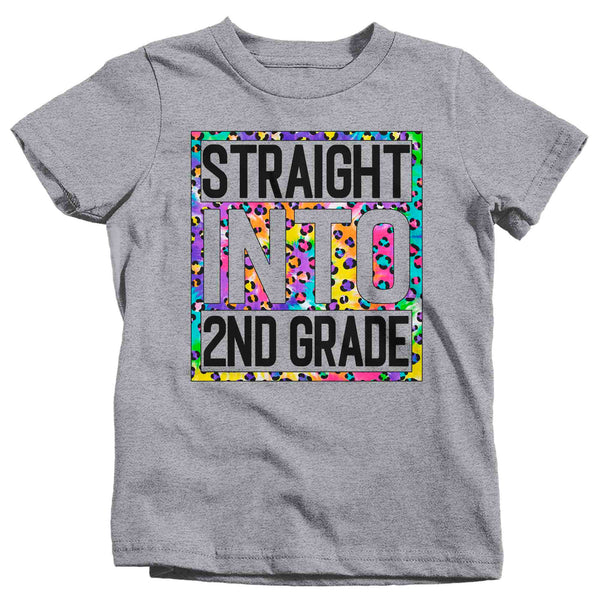 Kids Girl's 2nd Grade Shirt Colorful Tie Dye Leopard Straight Into Second Grade T Shirt Cute Back To School Shirt Gift TShirt-Shirts By Sarah