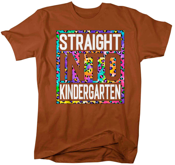 Men's Kindergarten Teacher Shirt Colorful Leopard Straight Into Kindergarten T Shirt Cute Back To School Shirt Teacher Gift TShirts-Shirts By Sarah