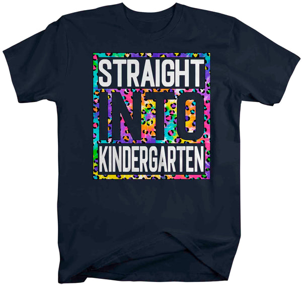 Men's Kindergarten Teacher Shirt Colorful Leopard Straight Into Kindergarten T Shirt Cute Back To School Shirt Teacher Gift TShirts-Shirts By Sarah