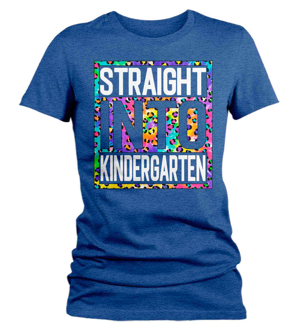 Women's Kindergarten Teacher Shirt Colorful Leopard Straight Into Kindergarten T Shirt Cute Back To School Shirt Teacher Gift TShirts-Shirts By Sarah