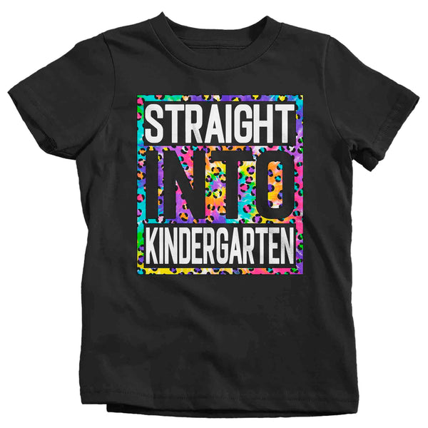 Kids Girl's Kindergarten Shirt Colorful Tie Dye Leopard Straight Into Kindergarten T Shirt Cute Back To School Shirt Gift TShirt-Shirts By Sarah