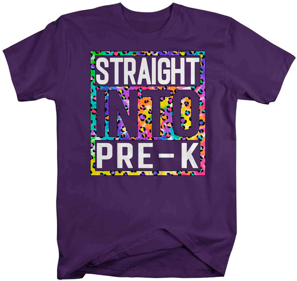 Men's Pre-K Teacher Shirt Colorful Leopard Straight Into Pre Kindergarten T Shirt Cute Back To School Shirt PreK Teacher Gift TShirt-Shirts By Sarah