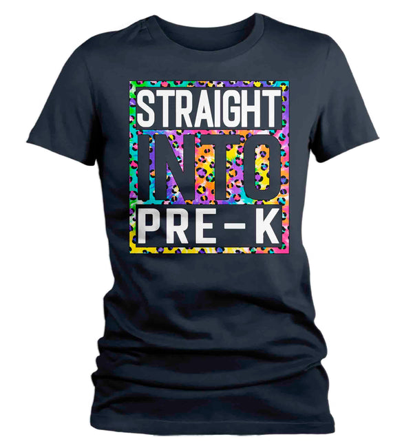 Women's Pre-K Teacher Shirt Colorful Leopard Straight Into Pre Kindergarten T Shirt Cute Back To School Shirt PreK Teacher Gift TShirts-Shirts By Sarah