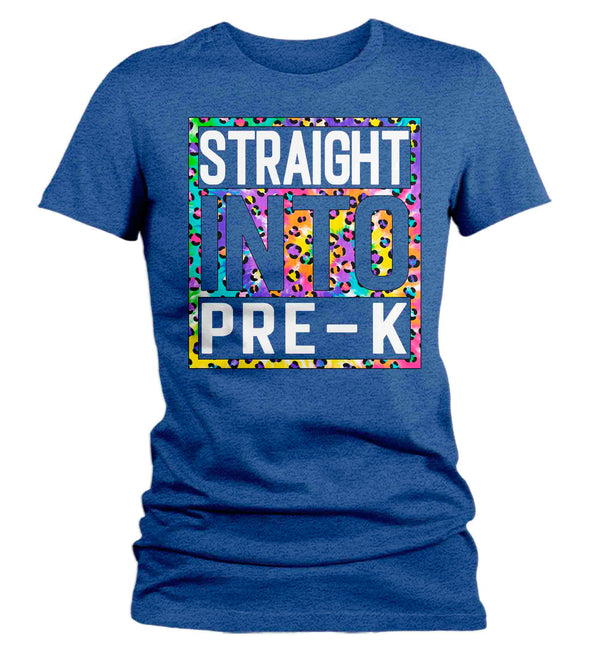 Women's Pre-K Teacher Shirt Colorful Leopard Straight Into Pre Kindergarten T Shirt Cute Back To School Shirt PreK Teacher Gift TShirts-Shirts By Sarah