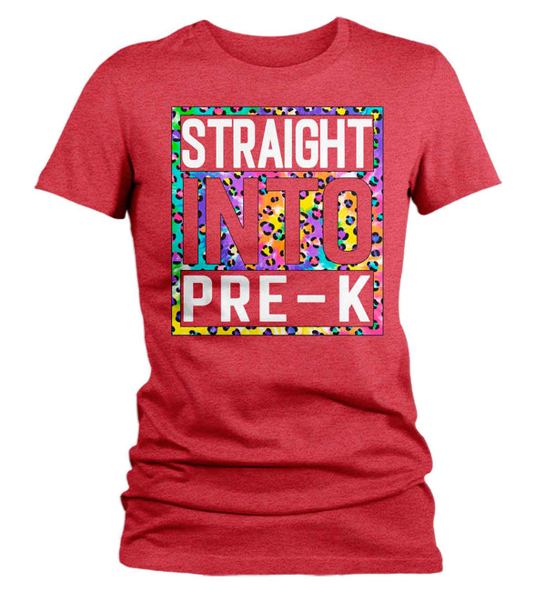 Women's Pre-K Teacher Shirt Colorful Leopard Straight Into Pre Kindergarten T Shirt Cute Back To School Shirt PreK Teacher Gift TShirts-Shirts By Sarah