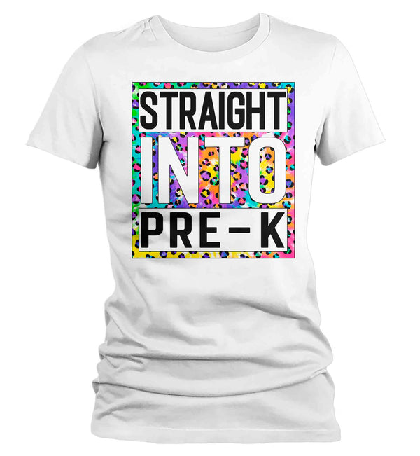 Women's Pre-K Teacher Shirt Colorful Leopard Straight Into Pre Kindergarten T Shirt Cute Back To School Shirt PreK Teacher Gift TShirts-Shirts By Sarah