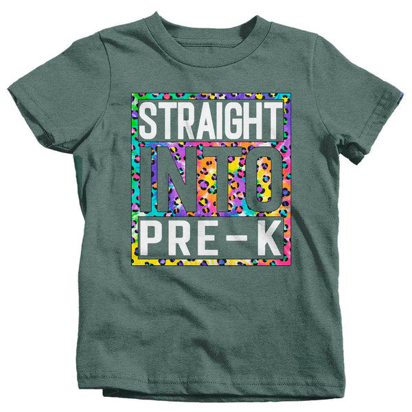 Kids Girl's Pre-K Shirt Colorful Tie Dye Leopard Straight Into Pre Kindergarten T Shirt Cute Back To School Shirt PreK Gift TShirt-Shirts By Sarah