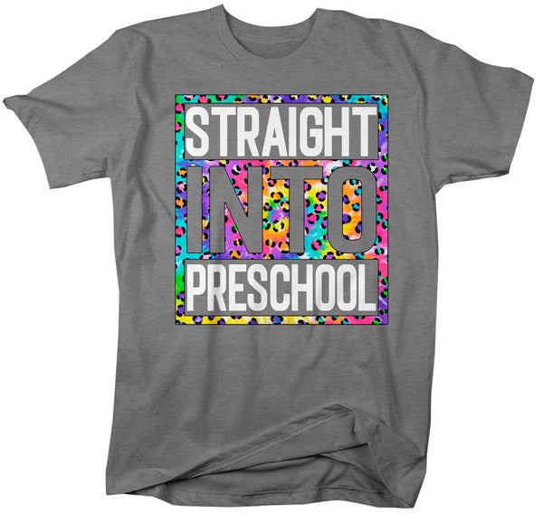 Men's Preschool Teacher Shirt Colorful Leopard Straight Into Preschool T Shirt Cute Back To School Shirt Preschool Teacher Gift TShirts-Shirts By Sarah