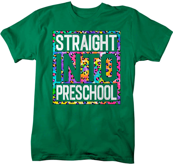 Men's Preschool Teacher Shirt Colorful Leopard Straight Into Preschool T Shirt Cute Back To School Shirt Preschool Teacher Gift TShirts-Shirts By Sarah