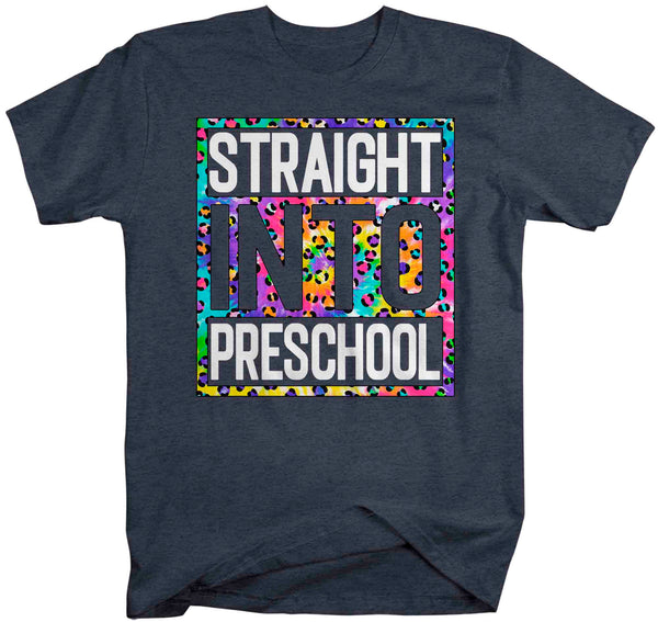 Men's Preschool Teacher Shirt Colorful Leopard Straight Into Preschool T Shirt Cute Back To School Shirt Preschool Teacher Gift TShirts-Shirts By Sarah