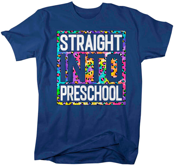 Men's Preschool Teacher Shirt Colorful Leopard Straight Into Preschool T Shirt Cute Back To School Shirt Preschool Teacher Gift TShirts-Shirts By Sarah