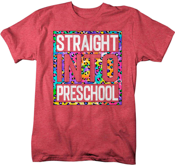 Men's Preschool Teacher Shirt Colorful Leopard Straight Into Preschool T Shirt Cute Back To School Shirt Preschool Teacher Gift TShirts-Shirts By Sarah