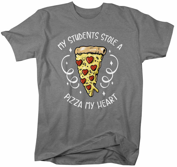 Men's Teacher T Shirt Valentine's Day Teacher Shirts Students Stole Pizza My Heart Valentines TShirt Cute Teacher Tee-Shirts By Sarah