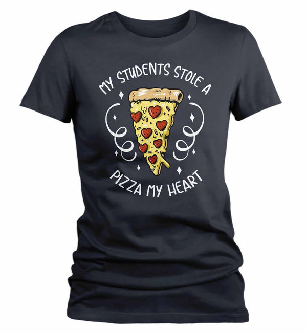Women's Teacher T Shirt Valentine's Day Teacher Shirts Students Stole Pizza My Heart Valentines TShirt Cute Teacher Tee-Shirts By Sarah