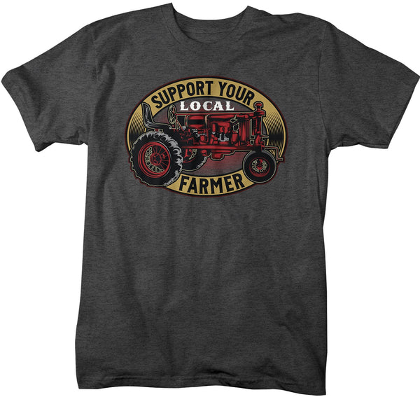 Men's Support Your Local Farmer T-Shirt Vintage Farmer Shirts Tractor TShirt Farming Graphic Tee-Shirts By Sarah