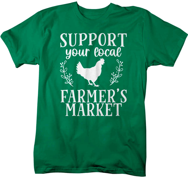 Men's Farmer's Market Shirt Support Local Shirt Chicken T Shirt Farmer Shirt Farming Tshirt Gift Idea Unisex Man Soft Tee-Shirts By Sarah