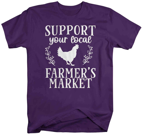 Men's Farmer's Market Shirt Support Local Shirt Chicken T Shirt Farmer Shirt Farming Tshirt Gift Idea Unisex Man Soft Tee-Shirts By Sarah