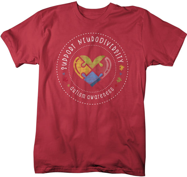 Men's Autism Awareness T Shirt Support Neurodiversity Autism Shirt Puzzle TShirt Support Tee Watercolor-Shirts By Sarah