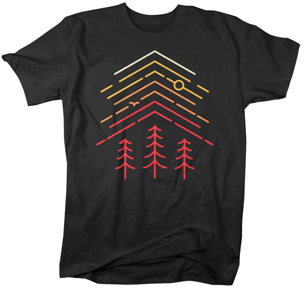 Men's Camping Tee Hipster Shirt Camper Shirts Camp Tent Forest Shirts Hipster Nature Shirt T Shirts Line Art Geometric Graphic Tee-Shirts By Sarah
