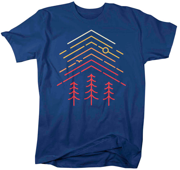 Men's Camping Tee Hipster Shirt Camper Shirts Camp Tent Forest Shirts Hipster Nature Shirt T Shirts Line Art Geometric Graphic Tee-Shirts By Sarah