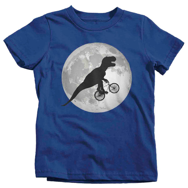 Kids Funny T Rex Shirt Bicycle T Shirt TRex Riding Bike Over Moon Hipster Shirt Dinosaur Geek Gift Idea Boy's Girl's Graphic T-Rex-Shirts By Sarah
