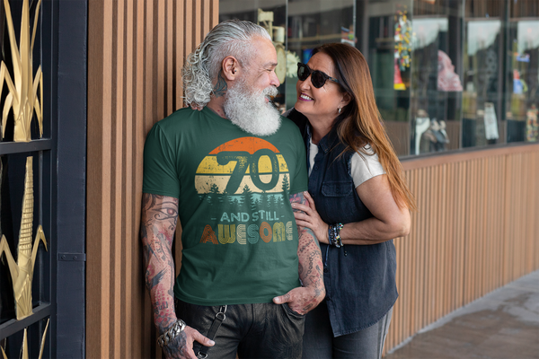 Men's 70th Birthday T-Shirt 70 And Still Awesome Seventy Years Old Shirt Gift Idea 70th Shirts Vintage Seventy Tee Shirt Man Unisex-Shirts By Sarah