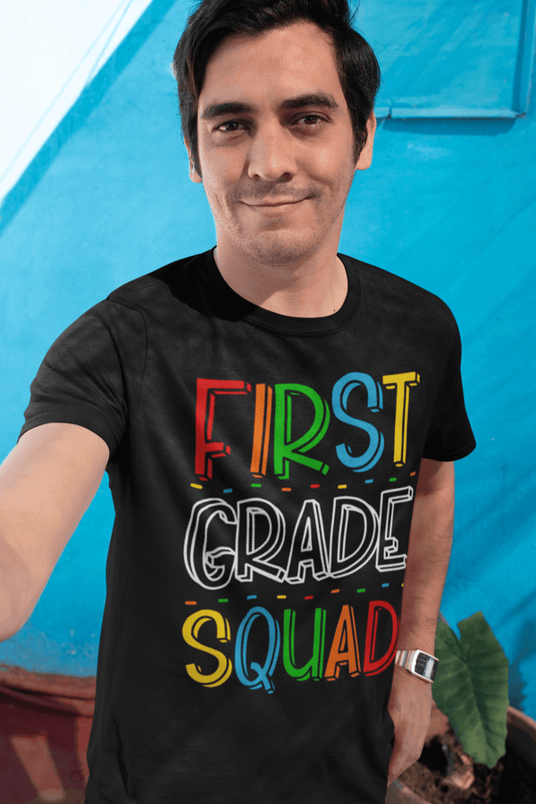 Men's First Grade Teacher T Shirt 1st Grade Squad T Shirt Cute Back To School Shirt Teacher Gift Shirts-Shirts By Sarah