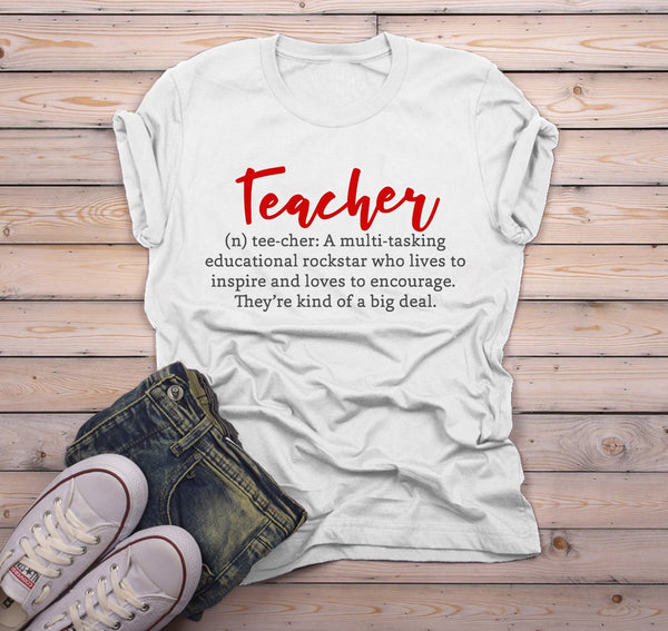 Men's Cute Teacher T Shirt Definition Teaching Rockstar Tee Teacher Gift Idea Inspire Encourage-Shirts By Sarah