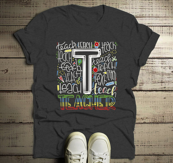 Men's Teacher T Shirt Typography Tee Cute Shirts For Teachers Gift Idea Cute TShirt-Shirts By Sarah
