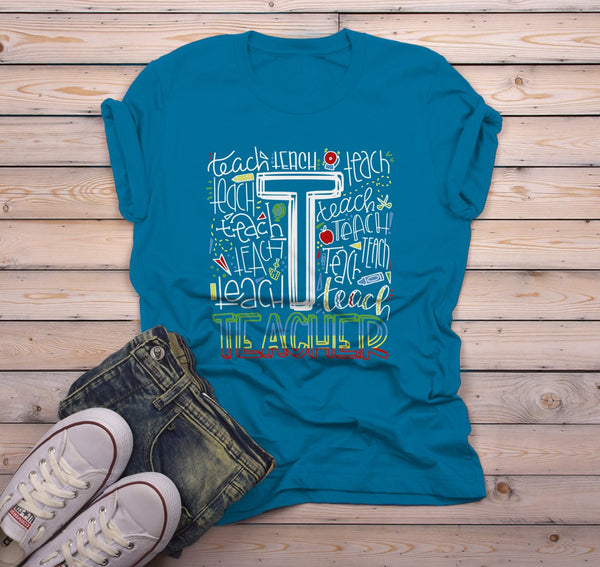 Men's Teacher T Shirt Typography Tee Cute Shirts For Teachers Gift Idea Cute TShirt-Shirts By Sarah