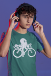Men's Bicycle Octopus Shirt Illustration Hipster Streetwear Octopus Drawing Graphic Tee Cool Sea Ocean Life T Shirt Unisex Man