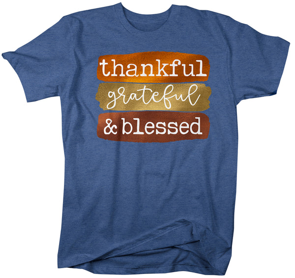 Men's Grateful T Shirt Thanksgiving Shirt Fall Sunflower Shirt Thankful Grateful Blessed Boho Cute Fall Season Tee-Shirts By Sarah