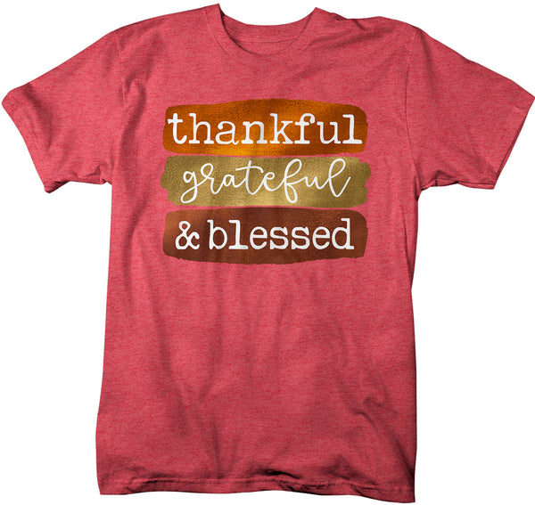Men's Grateful T Shirt Thanksgiving Shirt Fall Sunflower Shirt Thankful Grateful Blessed Boho Cute Fall Season Tee-Shirts By Sarah