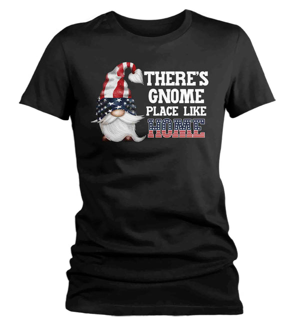 Women's American Gnome Shirt 4th July T Shirt Cute Gnome Place Like Home Tee Independence Day Tshirt Patriotic Ladies VNeck Soft Cotton-Shirts By Sarah