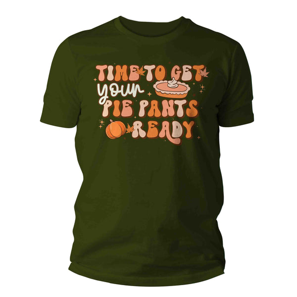 Men's Funny Thanksgiving Shirt Retro Shirt Time To Get Pie Pants Ready Tee Vintage Pumpkin Holiday Funny Graphic Tshirt Unisex Man-Shirts By Sarah