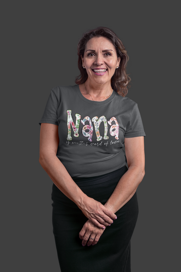 Women's Nana Shirt Cute Great Grandma T Shirt Word Of Love Baby Reveal Family Theme TShirt Mother's Day Gift Graphic Tee Ladies-Shirts By Sarah