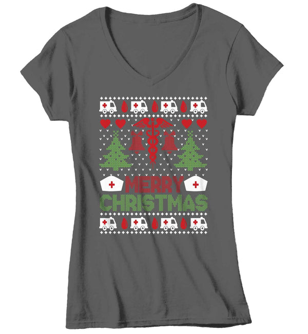 Women's Nurse Christmas T Shirt Ugly Christmas Shirts Nurse Shirt Nurses Ugly Christmas Sweater Shirt-Shirts By Sarah