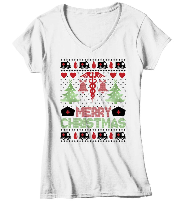 Women's Nurse Christmas T Shirt Ugly Christmas Shirts Nurse Shirt Nurses Ugly Christmas Sweater Shirt-Shirts By Sarah